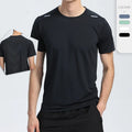 Men's Athletic Gym Training T-Shirt Free Sample Regular Fit Polyester Spandex Solid Pattern Workout Sportswear
