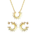 Gold Stainless Steel Sun Flower Necklace Earrings Jewelry Set 18K PVD Plated Simple Fashion Design Ins Hot Sale Factory Price