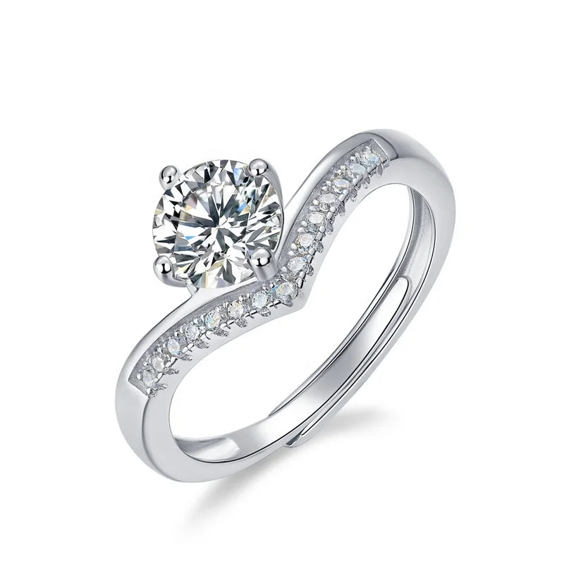 Dainty 925 Sterling Silver Diamond Promise Ring Delicate Moissanite Diamond Women's Wedding Rings Gift for Valentine's Day