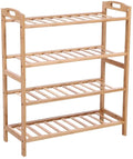 4 Tier 100% Solid Wooden Shoe RackBamboo Shoe Rack With Handle for Outdoor