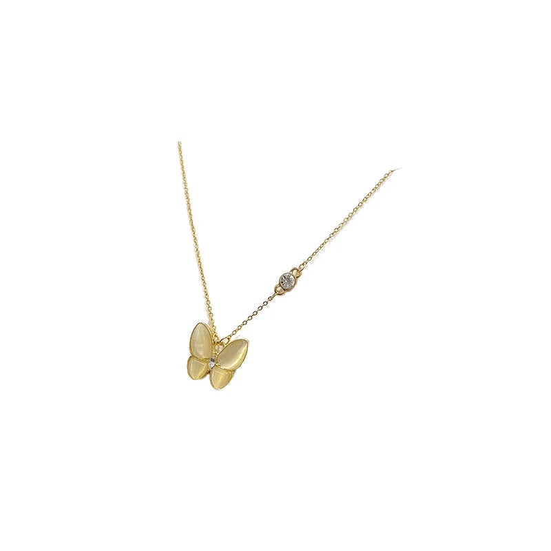 Vintage Titanium Steel Charm Necklace Female Pearl Pendant Collarbone Chain Stainless Steel Necklaces