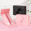 Double Door Flip Open Magnetic Gift Boxes Folding Hard Custom Printed Cosmetic Paper Packaging Boxes with Ribbon