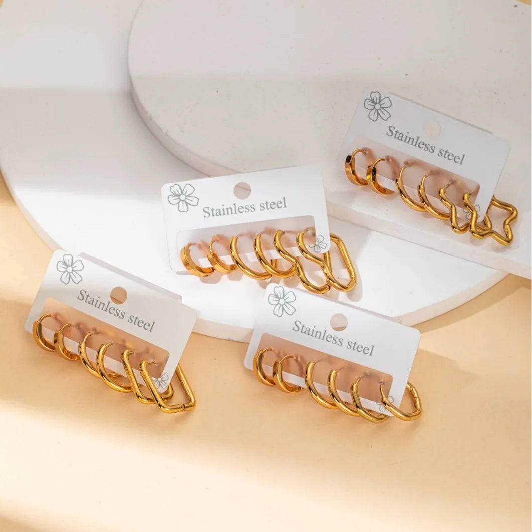 2025 Chic Minimalist Titanium Steel Hoop Earrings Cool Style Plain Hoop Fashionable Versatile Non-Fading Luxury Set for Parties