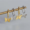 Hypoallergenic Women  Summer Insect Jewelry Delicate Gold butterfly huggies Minimalist Drop Dangle Charm Butterfly Earrings
