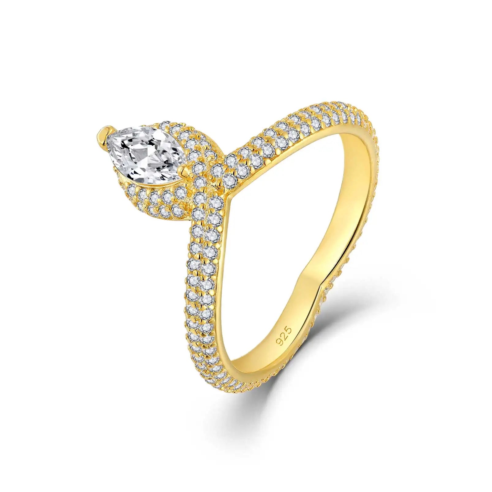 QX Custom 18K Gold Plated Luxury Fashion Fine Jewelry 925 Silver Oval Zircon Crown Ring for Women Valentine's Mother's Day Gift