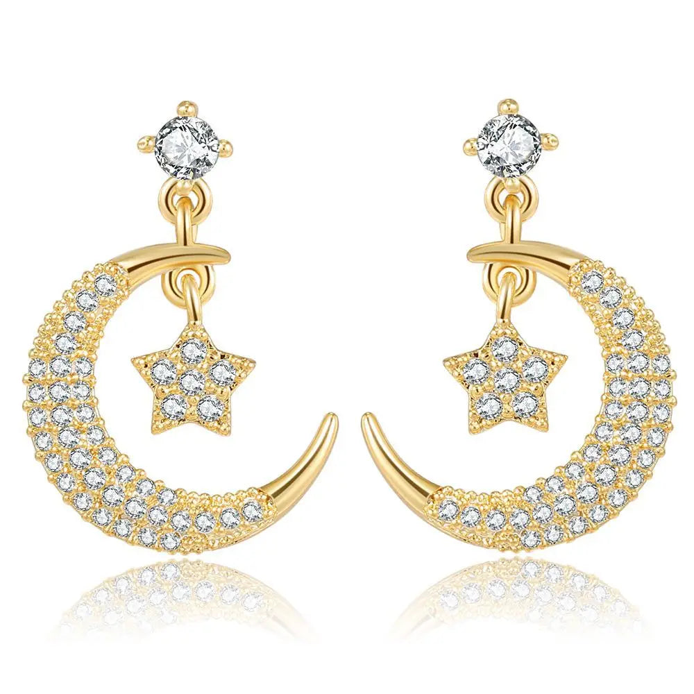 ZUOLA New Arrival Fashion 18K Gold Women Ornaments Earring Zircon Star Moon Earrings Jewelry
