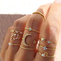 Stackable Dainty Boho Rings Set Moon Flower Leaf Wave Rings 10 Pieces  Knuckle Open Rings Set Accessory