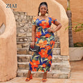Summer Loose Printed Long Skirt Elegant commuter Mid-waist Tie-dye Dress