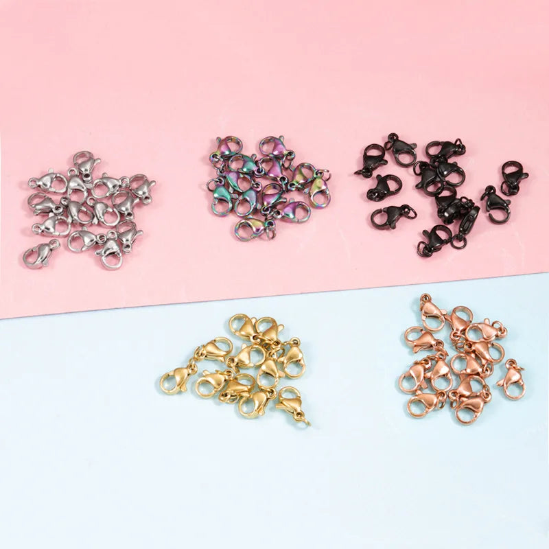 18k Gold Plated Stainless Steel Lobster Claw Clasps Multi Color Bracelet Necklace Claw Clasps for DIY Jewelry Making