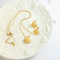 Romantic Shell Striped Pendant Necklace Earrings Fashionable Stainless Steel Jewelry Sets