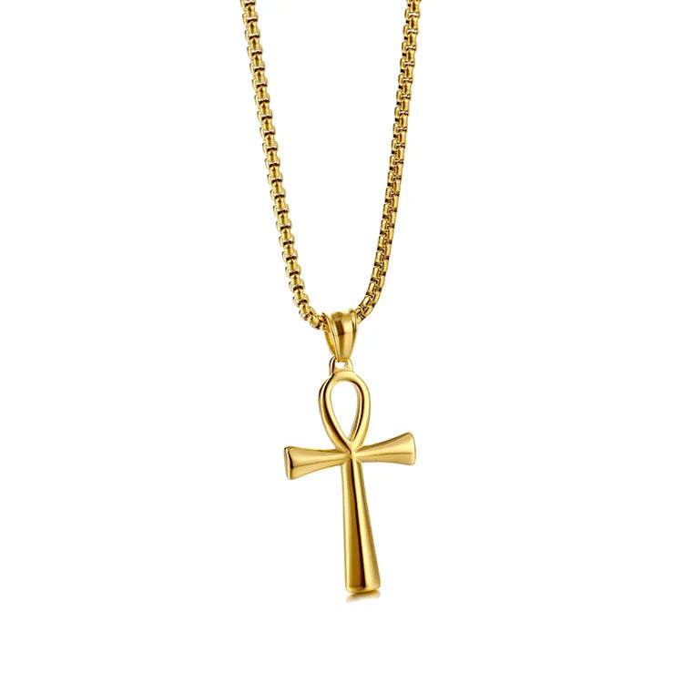 2025 Trendy Popcorn Chain Necklace 18K Gold Plated Stainless Steel Necklace Religious Cross Men's Necklace for Boys