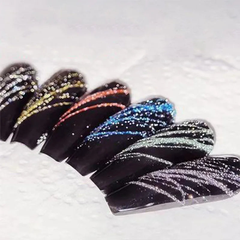 6 Color Super Flash Glitter UV Gel Soak Off Nail Art Spider Gel Reflective Nail Gel Polish