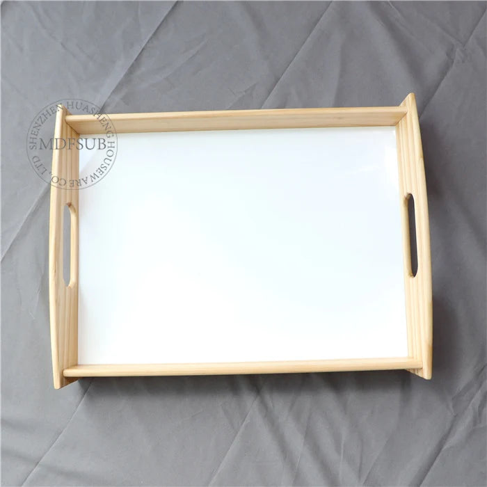 Wholesale Eco-Friendly Sublimation MDF Custom DIY Serving Tray with Handles for Party Breakfast Food