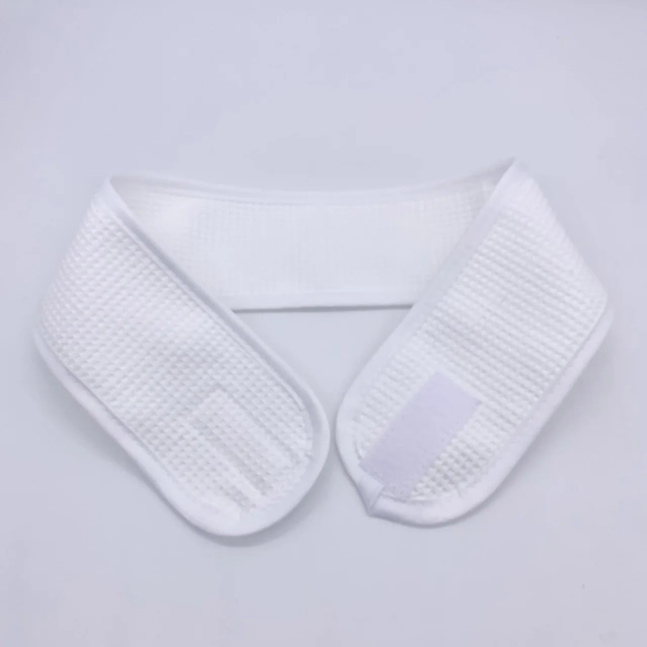 Pure Cotton Terry Cloth Waffle Weave Facial Spa Headband Adjustable Makeup Hair Wrap with Magic Tape