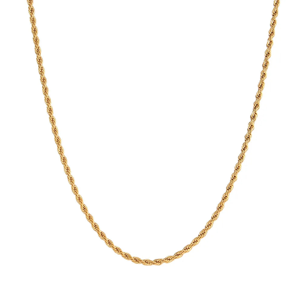 Fashion Gold Plated Chain Jewelry Gift Stainless Steel Necklace Personality 2mm Twist Chain Necklace for Women Girls