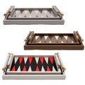 Luxury Arabic Color Blocking Serving Tray Set with Leather Display Food Trays Custom Tray for Home Decor Table Handles Included