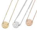 EManco New Stainless Steel Necklace with Simple Round Hammer Pattern Pendant and Lettering