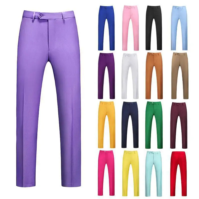 Liu Ming Hot Products Men's Casual Style Solid Slim Fit Pants Business Formal Wedding Social Party Plus Size Trousers-Wholesale