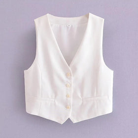2023 Summer New V Neck Sleeveless Linen Vest High Waist Trousers Ladies Suits