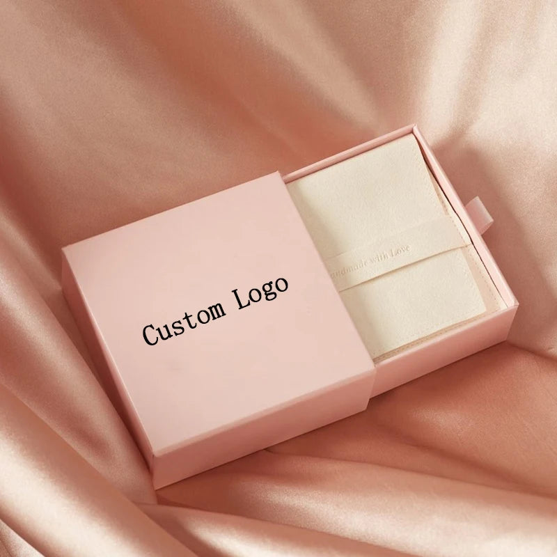 Custom Logo High Quality Beige Cardboard Jewelry Drawer Boxes for Necklaces and Earrings Premium Packaging Solution