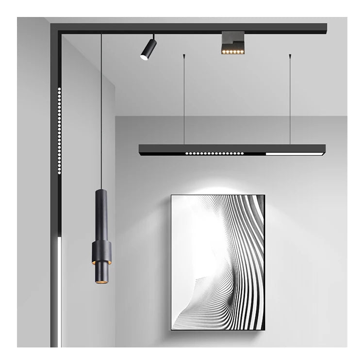 48V CE Modern Indoor Magnetic Track Light Recessed Surface Suspended Mount Home Office Clothes Shop LED Lighting System