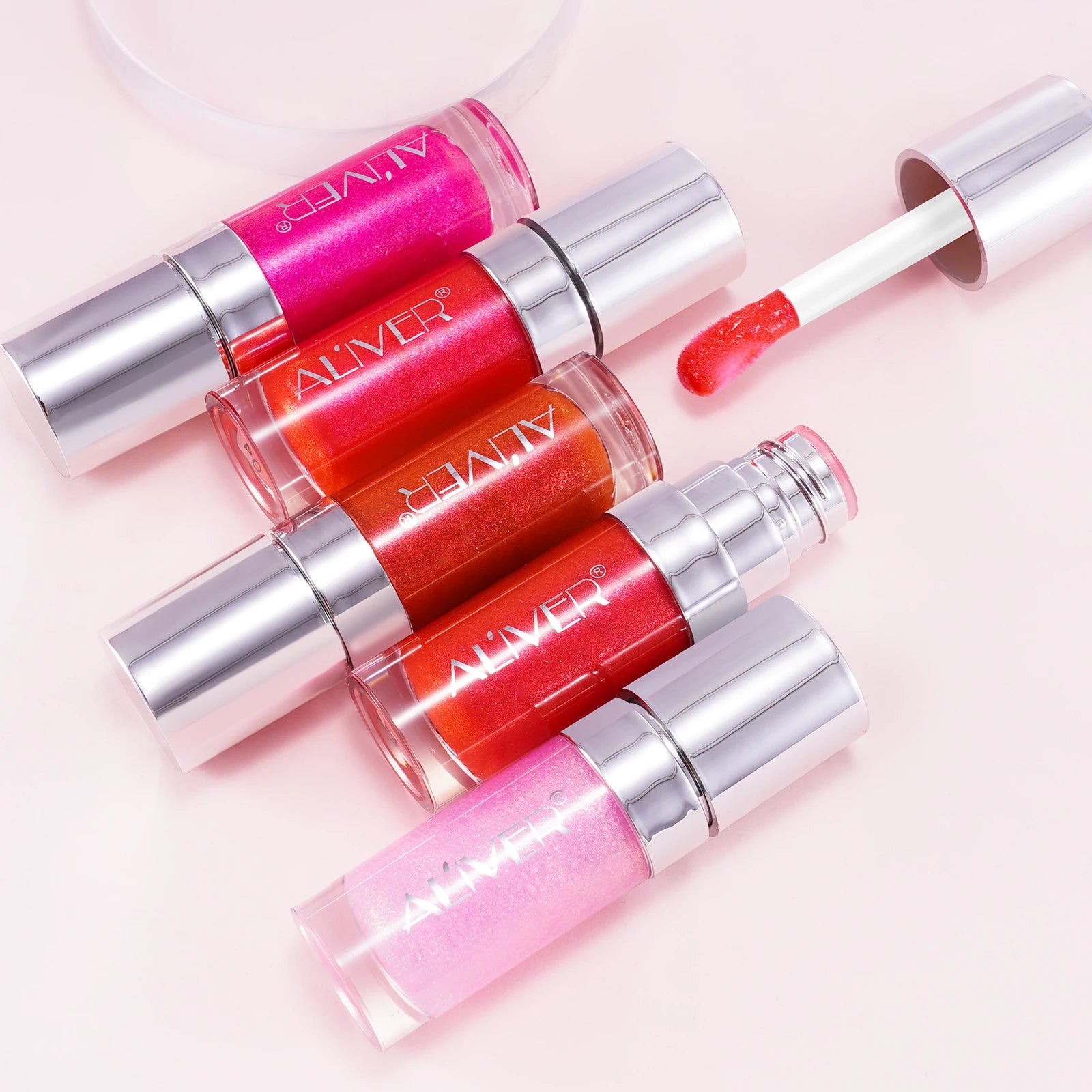 ALIVER Cute Vegan Lip Gloss Private Label Custom Wholesale Bulk Waterproof Moisturizing Long Lasting Plumping Lip Gloss Oil