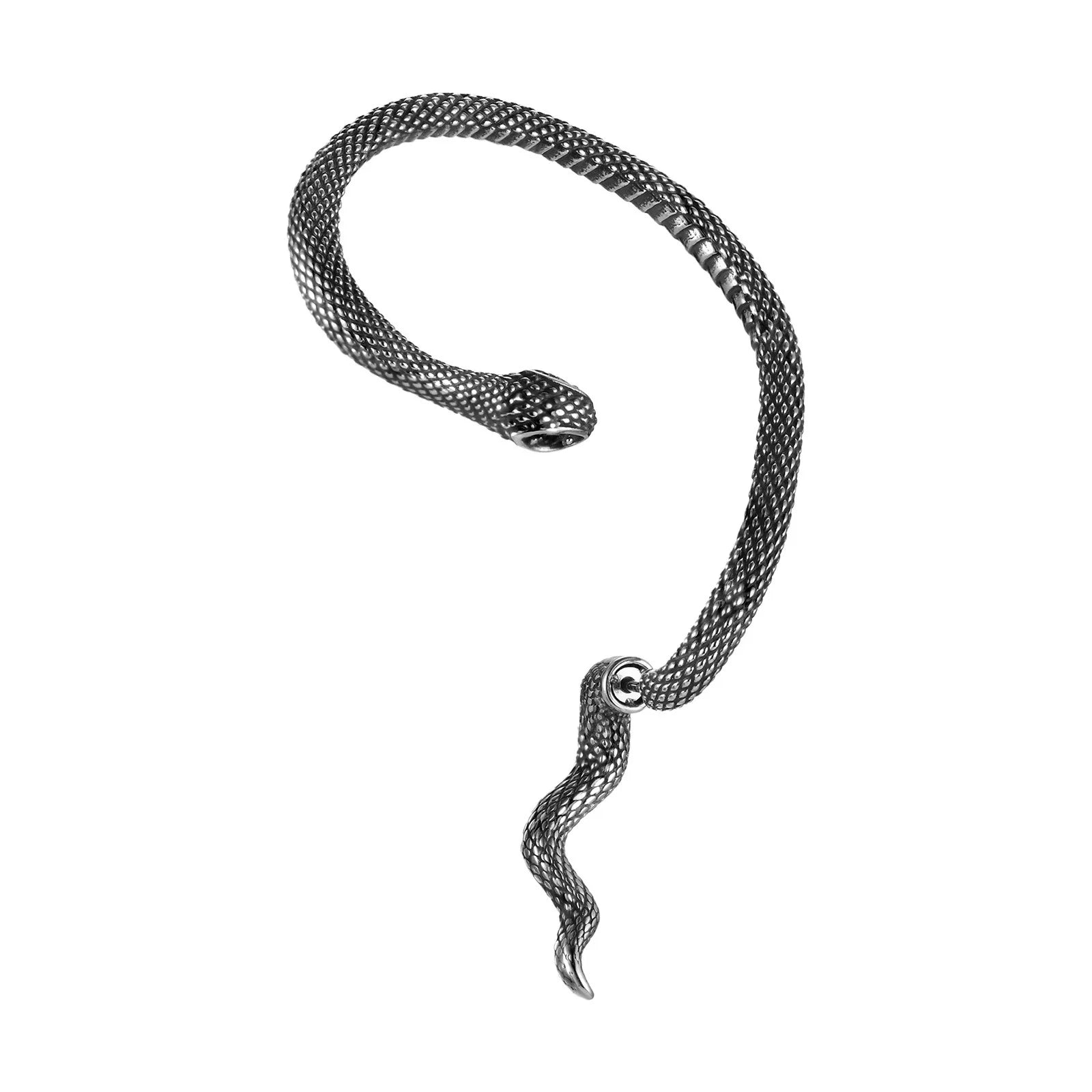 Vintage Jewelry Stainless Steel Big Snake Clip on Earrings Men