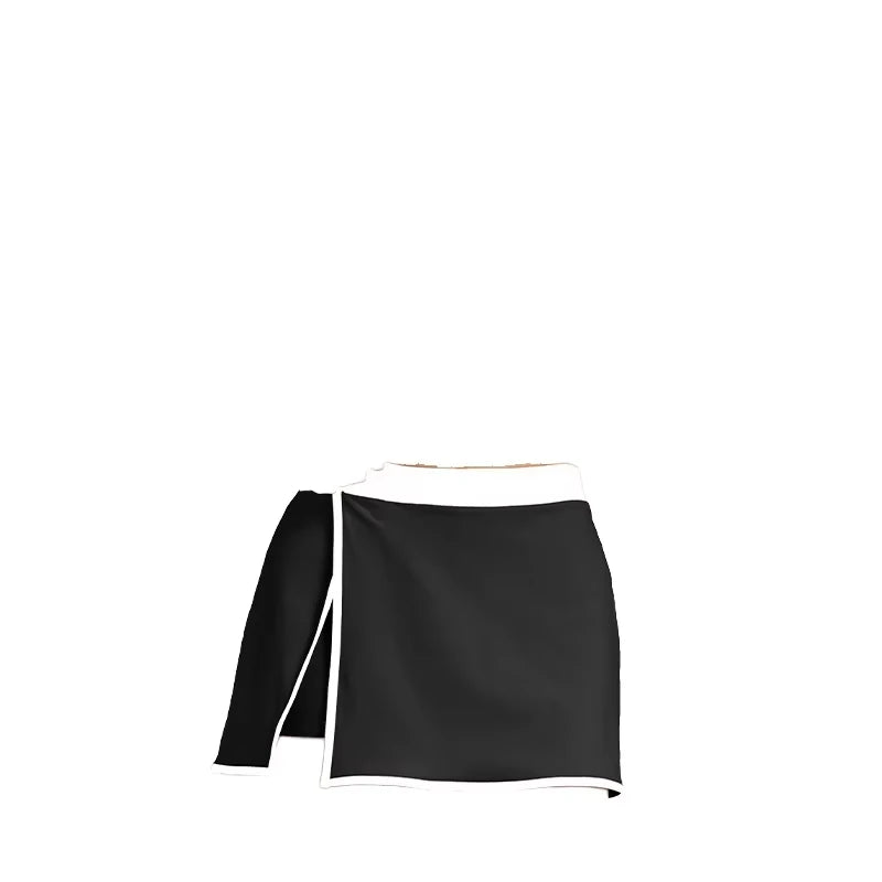 PASUXI New Arrival Women's 2-Piece Color Blocking Yoga Set Seamless Tank Top Golf Tennis Skirt Breathable Workout Outfit