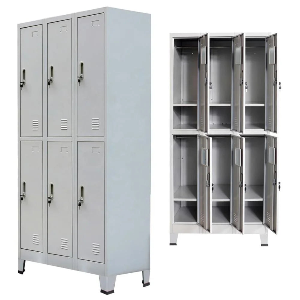 Customized 6 Door Steel Storage Locker Gym School Office Staff Metal Changing Room Storage Locker