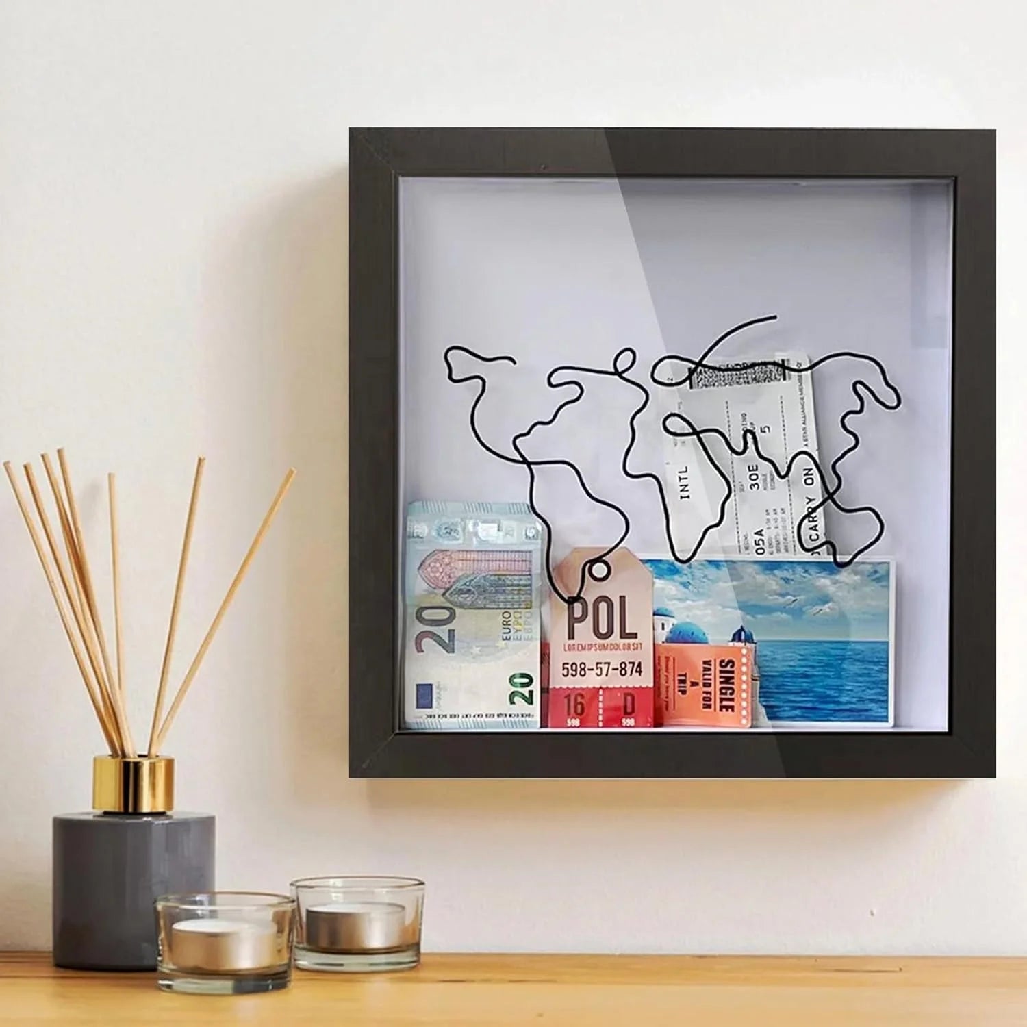 12x12 Inch Adventure Archive Box Travel Shadow Box Ticket Shadow Box With Slot Wooden Keepsake Box Picture Frame