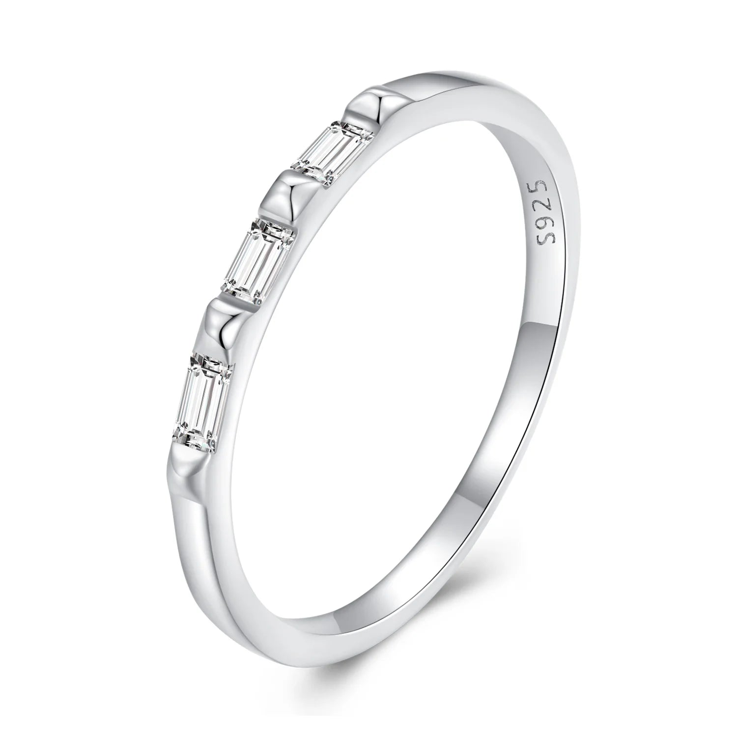 Square Rivet Ring Sterling Silver 925 Minimalist AAA Zircon Industrial Band Unisex Stackable Eternal Ring Gift BSR356