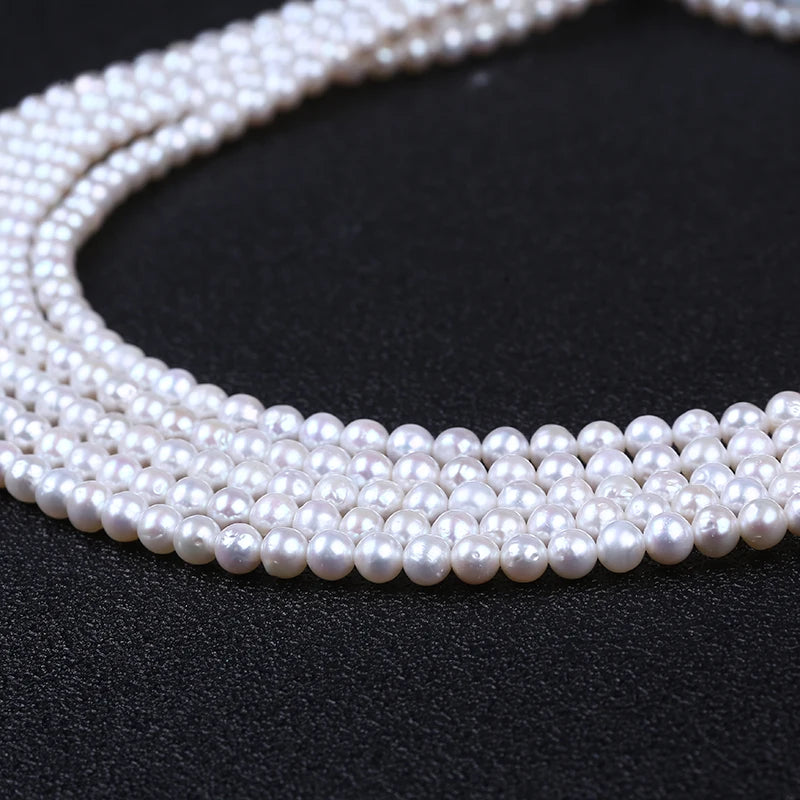 Wholesale 5.5-6.0mm Round White Chinese Akoya Pearl Loose Strand Necklace