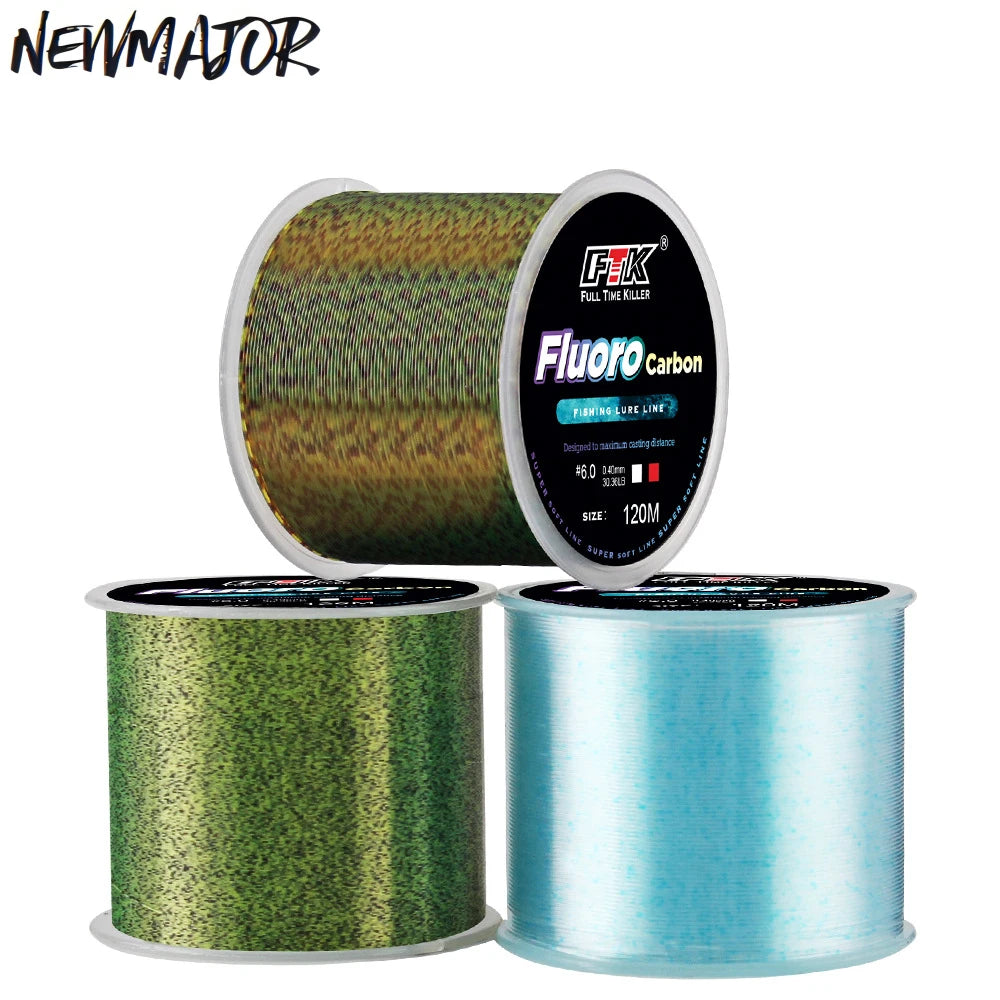 NEWMAJOR 120m 0.14-0.5mm 4.13-34.32lb Nylon Monofilament Fishing Line Camouflage Spot Coating Sink Line 3 Colors Ocean
