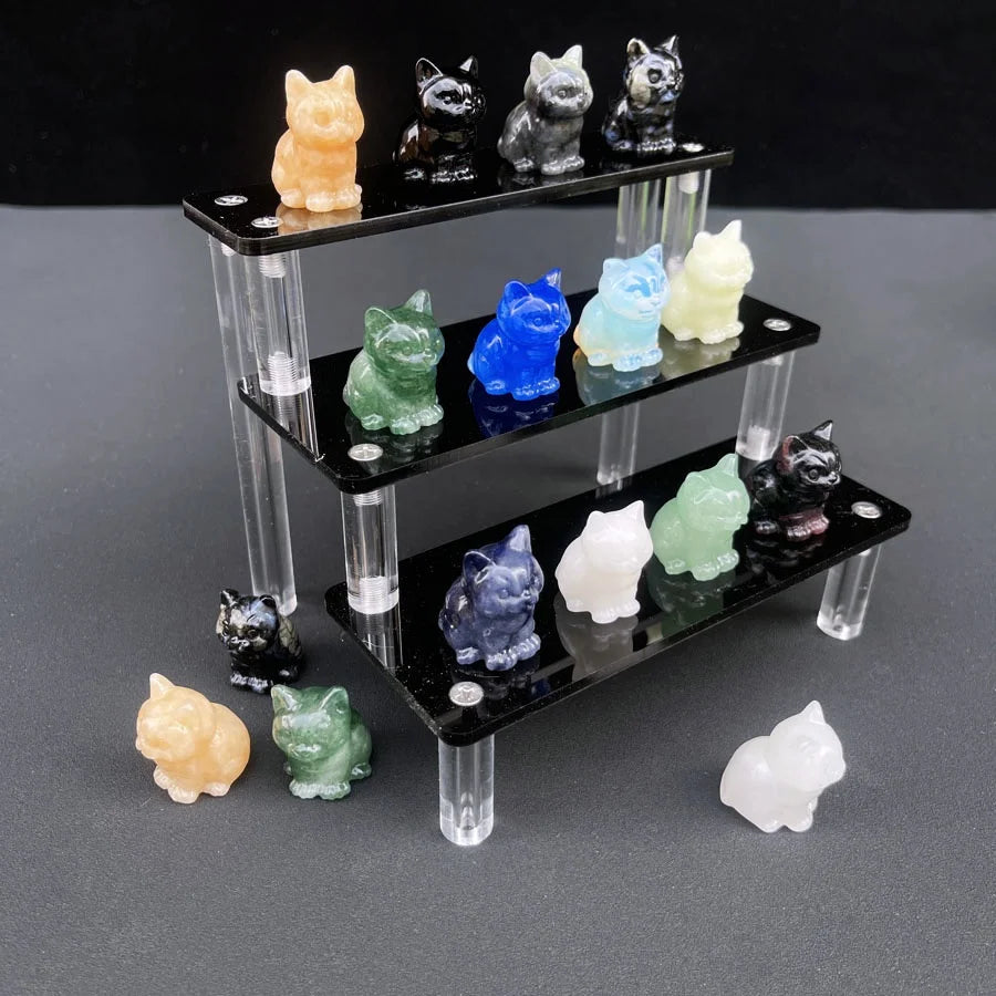 Wholesale Natural Crystal Cat Figurine Engraved Carved Fashion Trend Statue for Gift and Home Crystal Decoration MegaBDM