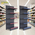 OEM Heavy Duty Double-Sided Supermarket Metallic Shelves Store Display Racks Gondola Shelving for Sale