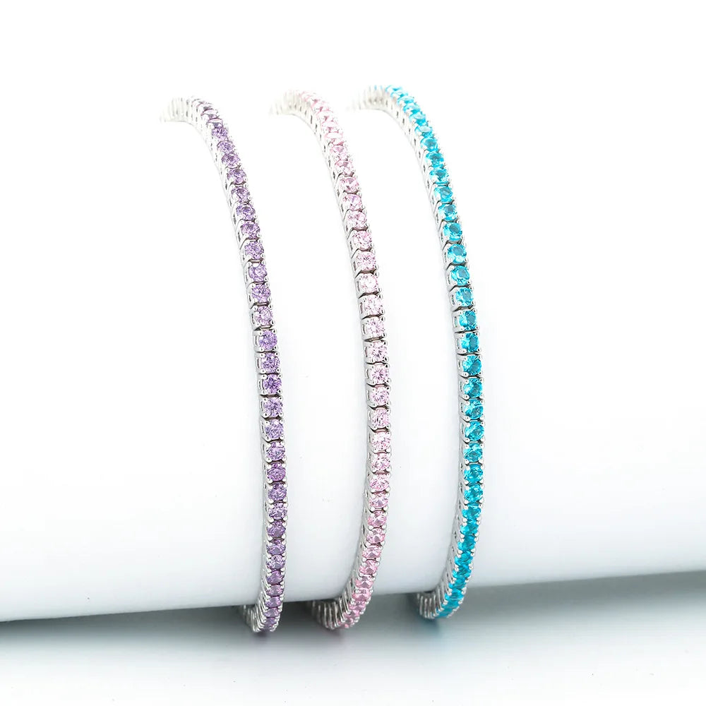 925 Silver Tennis Chain Hip-hop Men Single Row Zircon Bracelet 925 Tennis Bracelet Wholesale Tennis Bracelets Women