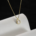 Simple Design Radiant Cut Minimal Silver 925 square Zircon Single Stone Necklace