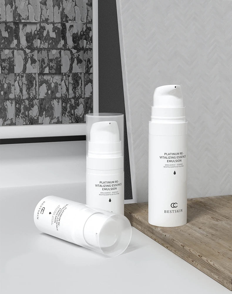 5ml 10ml 15ml Lotion Bottle With Pump Round Body Airless All White  Container with clear Cap in Stock