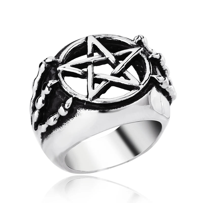 SS8-271R Updated Design Stainless Steel David of Star Ring Top Quality Punk Skull Dragon Claw Pentacle Ring Fashion Jewelry