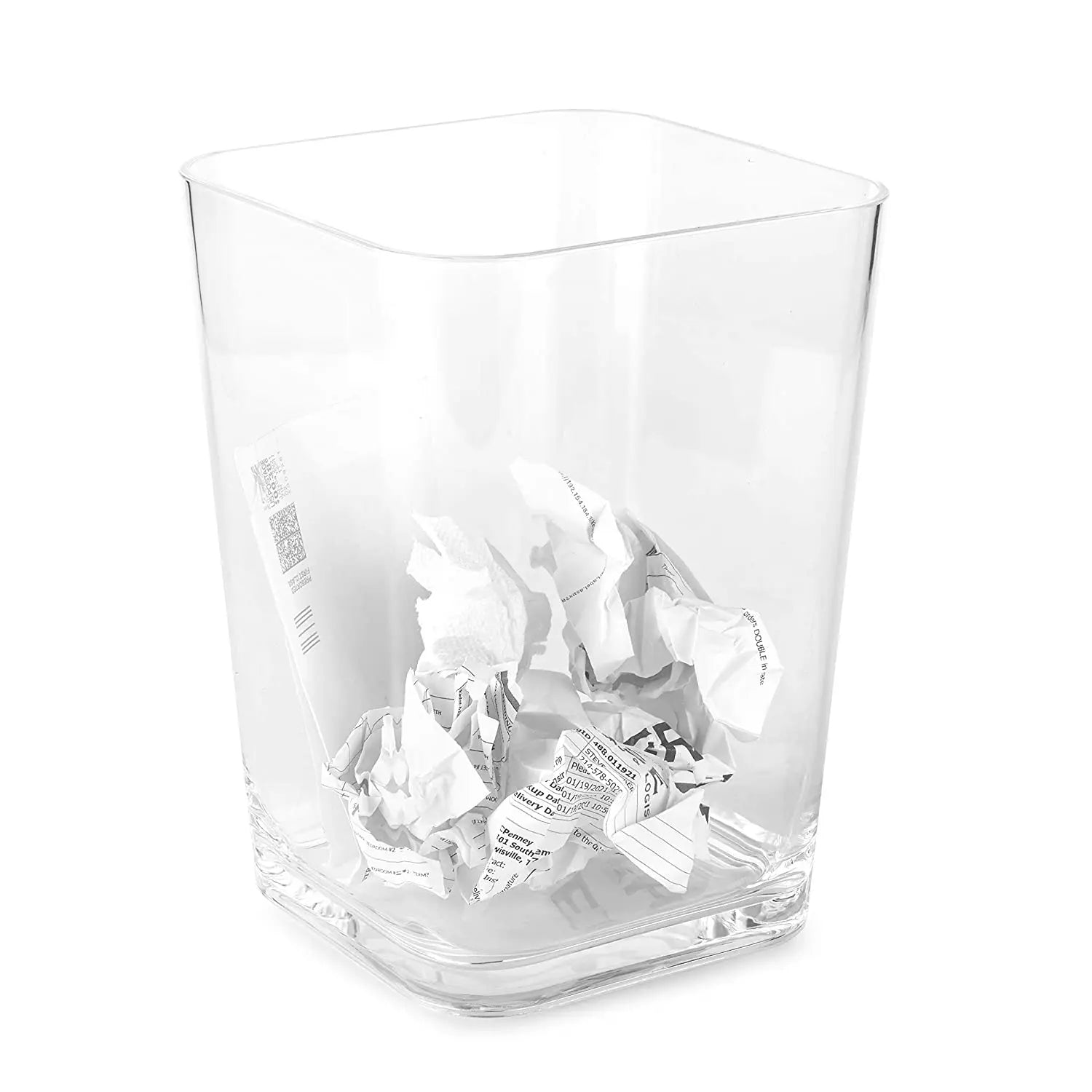 Acrylic Clear Square Wastebasket Trash Can Garbage Container Bin for Bathrooms Kitchens Home Offices Stylish Dustbin