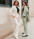 Women's Two Piece Casual Shirts Office Ladies Long Sleeve Tops Chic Elastic Waist Summer Trousers Trousers