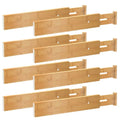 Adjustable Dresser Bedroom and Bathroom Drawer Organizer Bamboo Extendable Large Drawer Dividers Set of 4