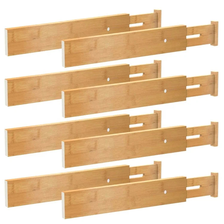 Adjustable Dresser Bedroom and Bathroom Drawer Organizer Bamboo Extendable Large Drawer Dividers Set of 4