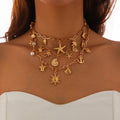 Boho Style Layered Summer Beach Necklace Multi-layer Sea Animal Shell Conch Starfish Charm Necklace to My Daughter