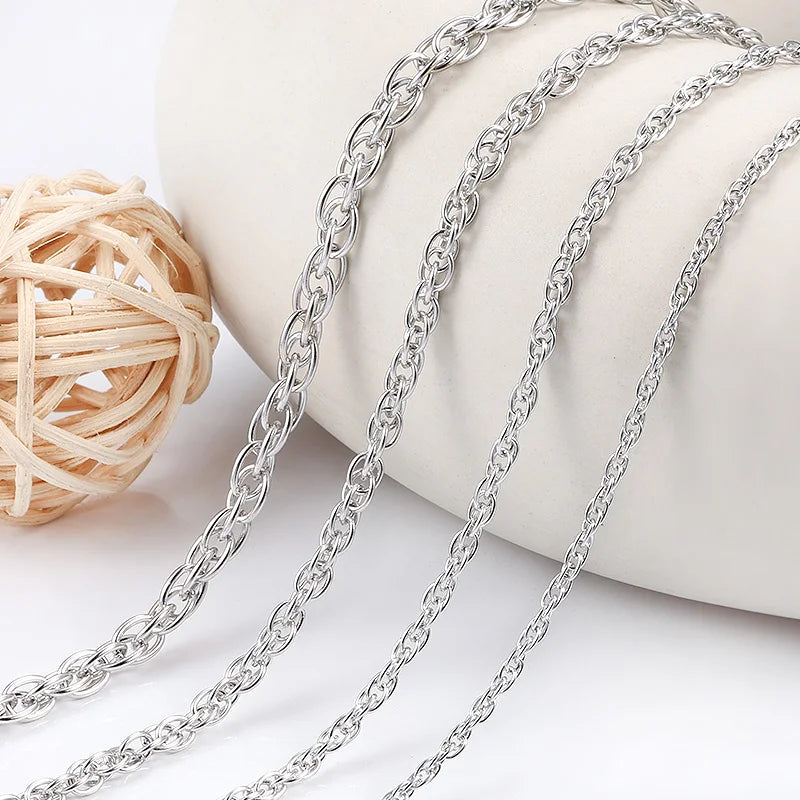 Welded Oval Shape Chain for Women Men Double Braided Unique O Shape Cross Stainless Steel Chains for Making Necklace and Jewelry