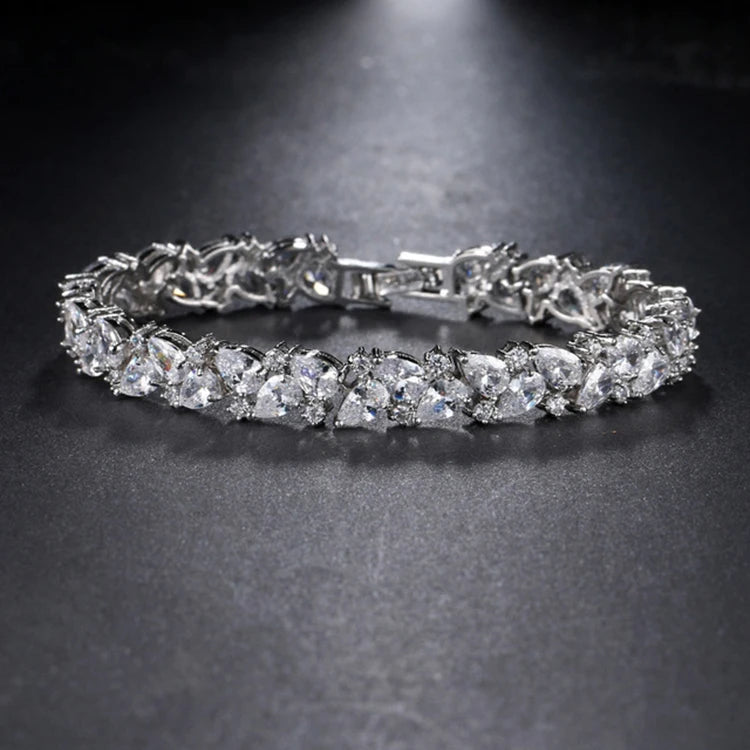 New Elegant Crystal Charm Bracelets Rose Gold Cubic Zircon Bracelets Bangles for Women