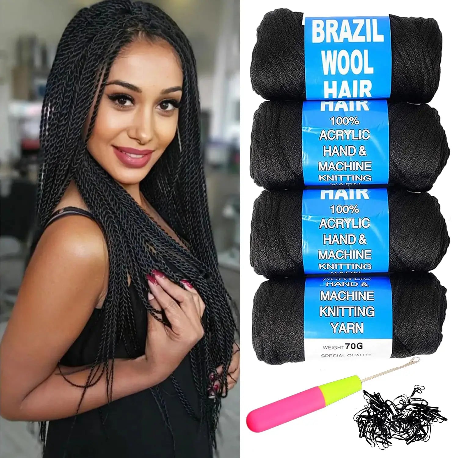 Wholesale Cheap 70g Per Bundle Brazilian Wool Hair Flame Retardant Synthetic Fiber for Braiding and Crochet Hair Making