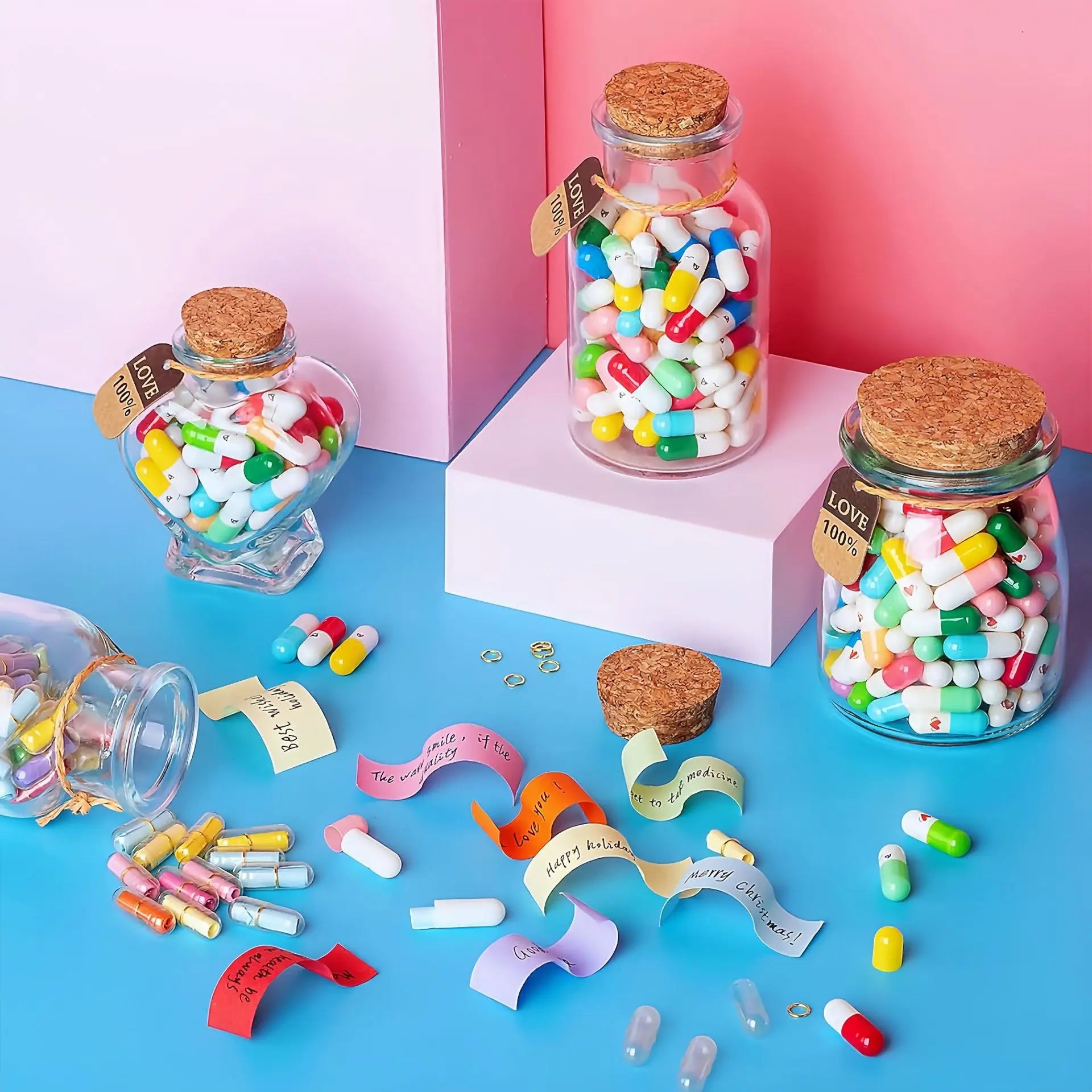 Wholesale New Arrivals Fashion Valentines Day Heart Capsule Love Letters Printable Note on Message Bottle Paper Material