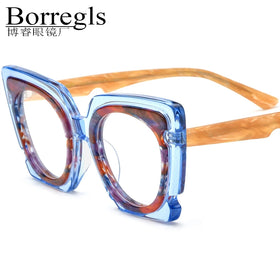 Borregls Acetate Glasses Frame 2025 New Design High-Quality Transparent Eyeglasses Optical Spectacle Big Oversize Eyewear 19353