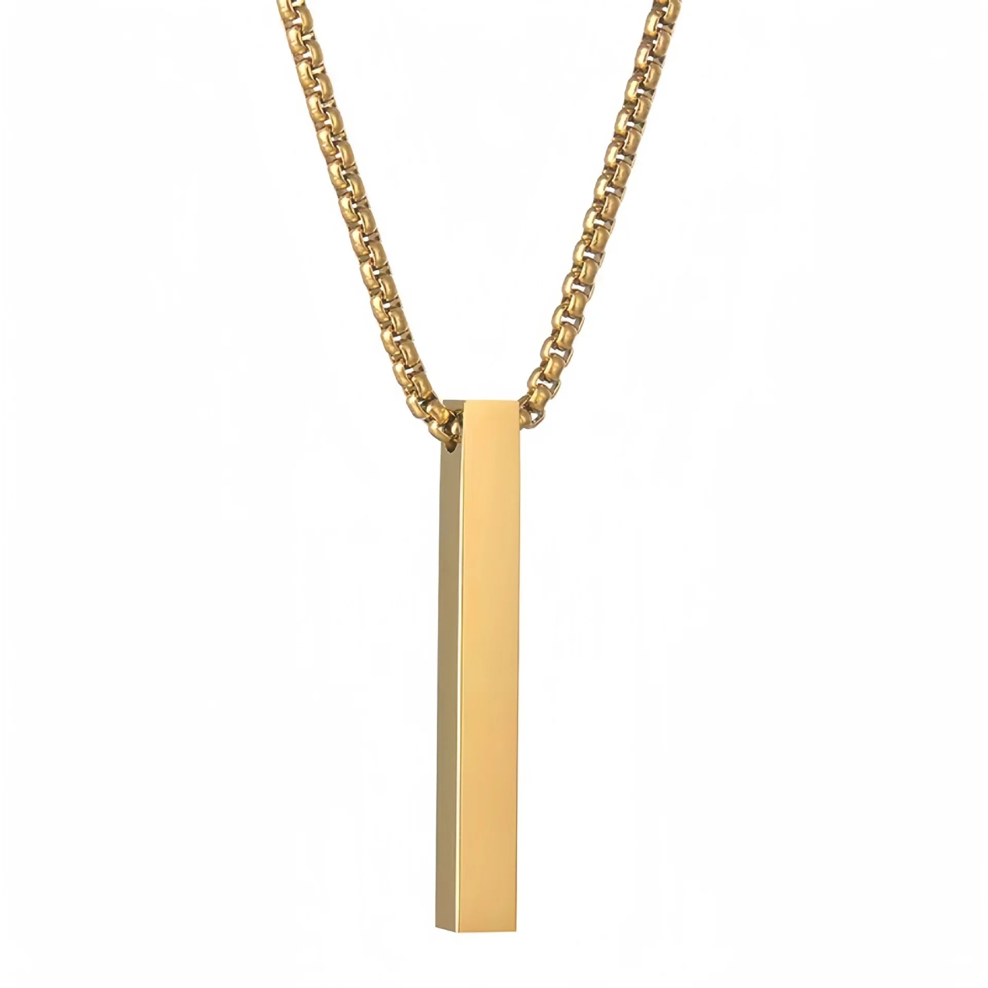 Hip Hop Titanium Steel Men Necklace Bar Pendant Popcorn Chain Personality Stainless Steel Custom Logo Letter Sweater Necklace